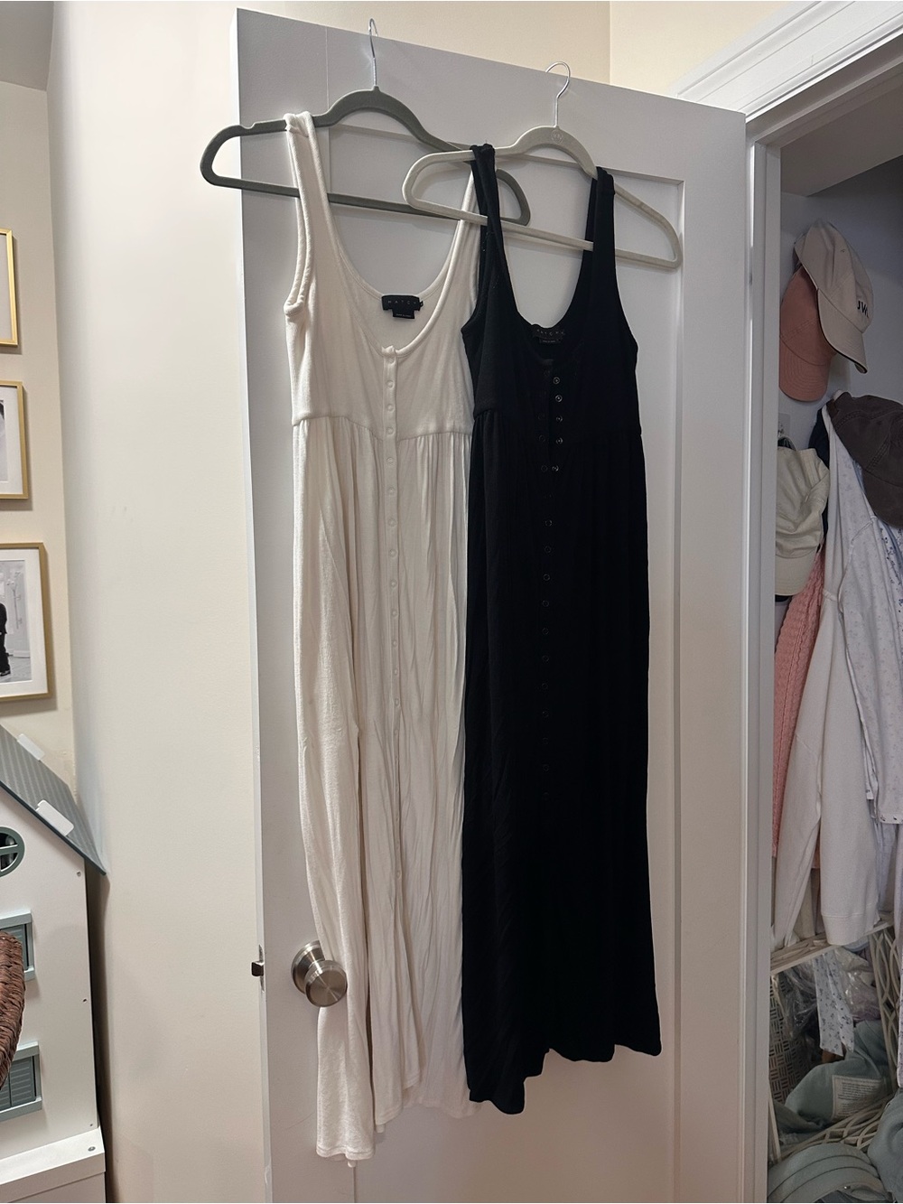 2 for 1 Hatch Sleeveless Button-Front Maxi Dress in White and Black
